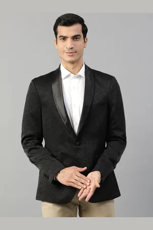 HARSAM Men Black Solid Single Breasted Formal Blazer