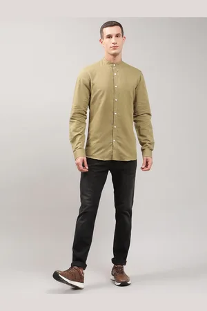 Lindbergh Men Olive Green Slim Fit Casual Shirt