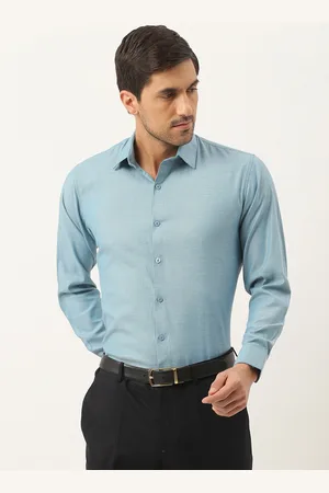 SOJANYA Men Blue Solid Pure Cotton Classic Formal Shirt