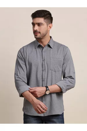 Moda Rapido Textured Spread Collar Long Sleeves Classic Slim Fit Casual Shirt