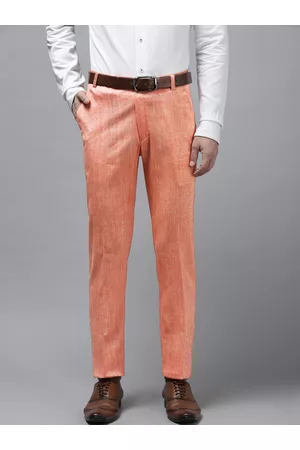 Buy Regular Fit Men Peach Cotton Lycra Blend Trousers (XXXX-Small) at  Amazon.in