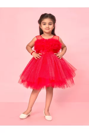 Aarika Girls Embellished Sleeveless Net Fit & Flare Dress