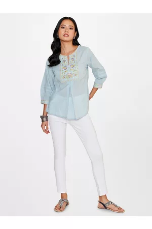 Global Desi Keyhole Neck Cotton Top
