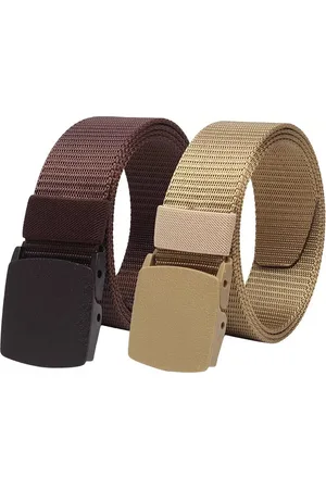 Kastner Men Set Of 2 Textured Canvas Belt With Slider Buckle