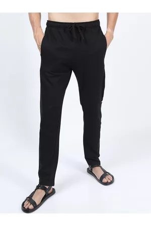Ketch Men Black Applique Design Slim Fit Track Pants