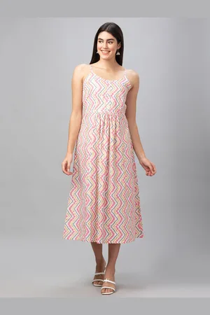 Globus Chevron Printed Pure Cotton Midi Dress