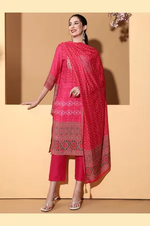BE INDI Women Ethnic Motifs Printed Kurta Set with Trouser & Dupatta