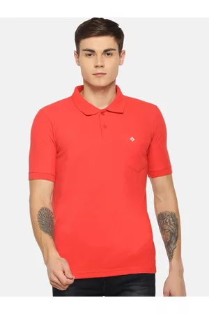 dollar Men Red Solid Polo Collar T-shirt