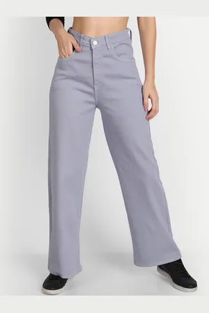 AngelFab Women Jean Wide Leg High-Rise Cotton Jeans