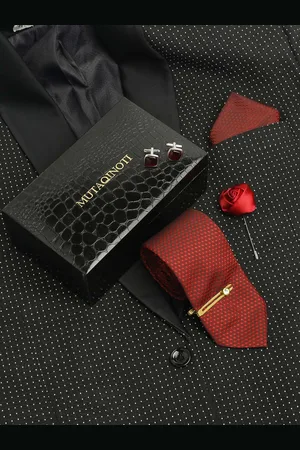 MUTAQINOTI Men Silk Blend Necktie Accessory Gift Set