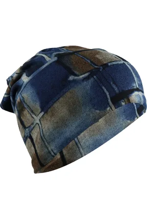 iSWEVEN Unisex Blue & Brown Printed Beanie