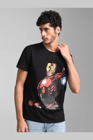 Kazo Men Black Avengers Printed Cotton T-shirt