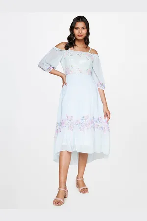 AND Floral Puff Sleeve Fit & Flare Midi Dress
