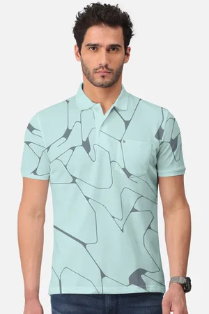 bullmer Abstract Printed Polo Collar Cotton T-shirt