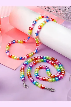EL REGALO Girls Pack of 2 Multicolored Beaded Mask Chains