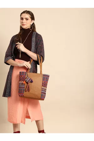 Sangria Brown Ethnic Motifs Printed Shoulder Bag with Tassel