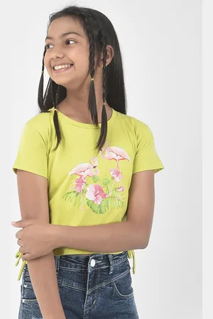 Crimsoune Club Green Floral Print Cotton Top