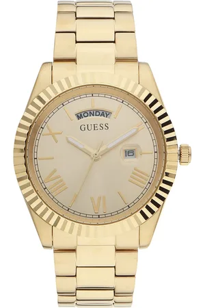 Guess Men Gold-Toned Embellished Dial Bracelet Style Straps Analogue Watch GW0265G2-Gold