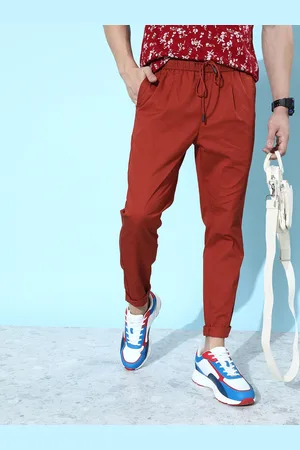 Mast & Harbour Men Solid Regular Fit Mid-Rise Plain Woven Pleated Pure Cotton Trousers