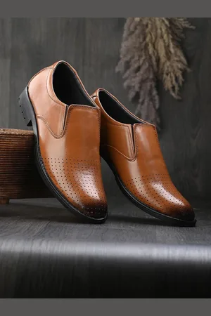 Eego Italy Men Perforated Genuine Leather Formal Slip-On Shoes