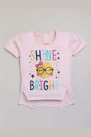 YK Girls Typography Printed Cut Out Detail Cotton Regular Top