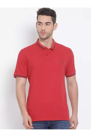 Richlook Men Red Solid Polo Collar T-shirt