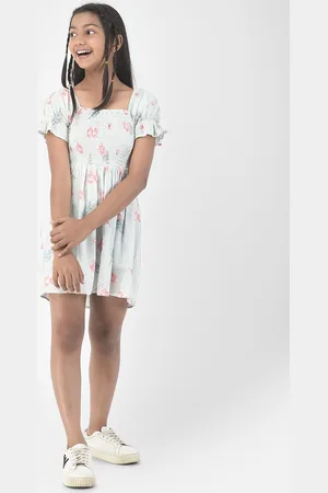 Crimsoune Club Girls Floral Printed Fit and Flare Dress