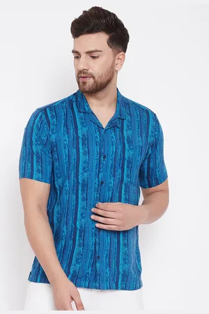 Even Men Blue Slim Fit Printed Casual Shirt