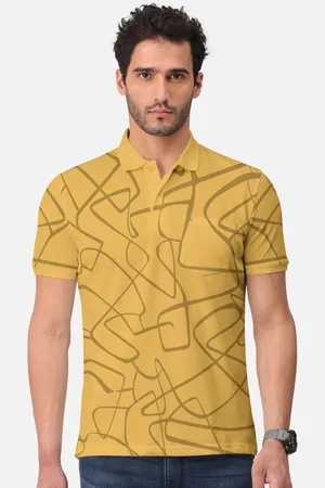 bullmer Abstract Printed Polo Collar Cotton T-shirt