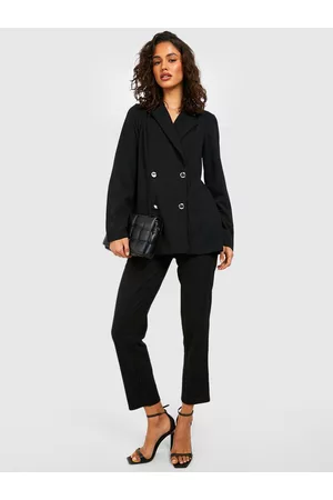 Boohoo Women Double-Breasted Solid Blazer & Trousers
