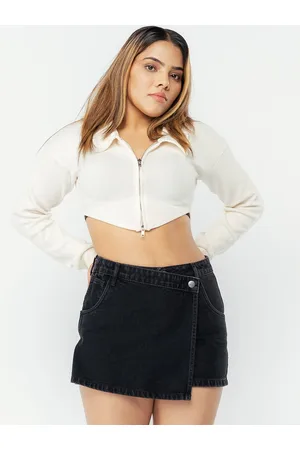 FREAKINS Women Black High-Rise Pure Cotton Denim Skorts