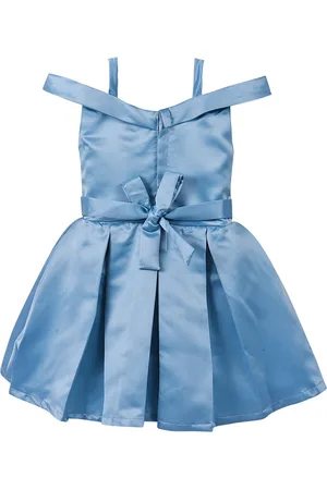 Wish Karo Infant Girls Blue Satin Silk Dress