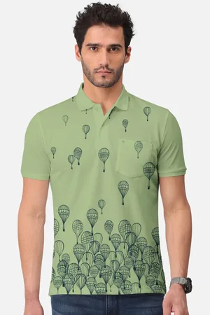 bullmer Conversational Printed Polo Collar Short Sleeves Cotton T-shirt