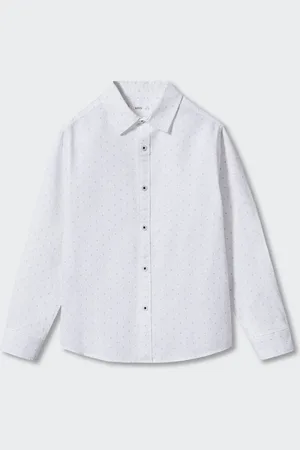 MANGO Boys Pure Cotton Sustainable Geometric Print Shirt