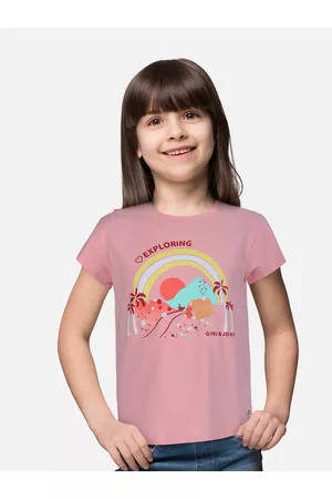 Gini and Jony Girls Graphic Printed Cotton T-shirt