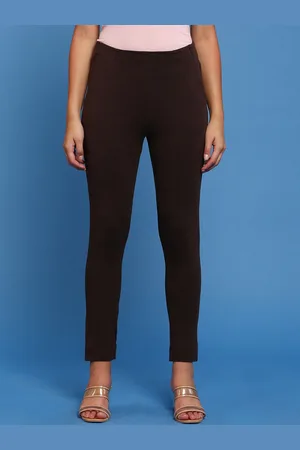 De Moza Women Slim Fit Plain Cotton Cigarette Trousers