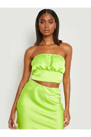 Boohoo Smocked Crop Bandeau Top