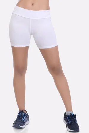 LAASA  SPORTS Women White Skinny Fit High-Rise Training or Gym Sports Shorts