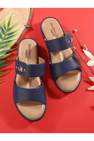 DressBerry Women Blue Open Toe Slip On Flats