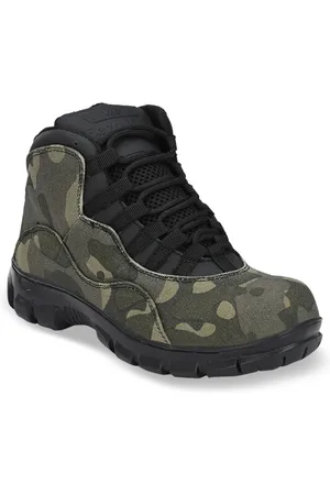 Eego Italy Men Olive Green Camouflage Print High-Top Flat Boots