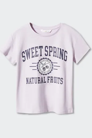 MANGO Girls Typography Printed Pure Cotton T-shirt