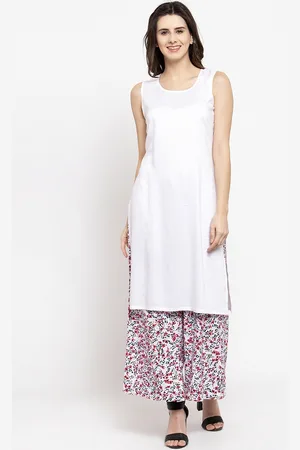 Ayaany Women White Solid Straight Kurta