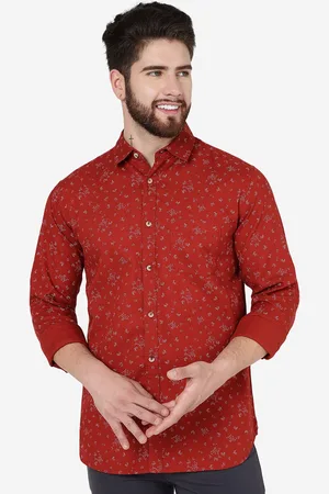 JADE BLUE Men Floral Printed Slim Fit Opaque Pure Cotton Casual Shirt