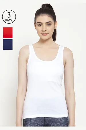 Friskers Women White Solid Tank Top