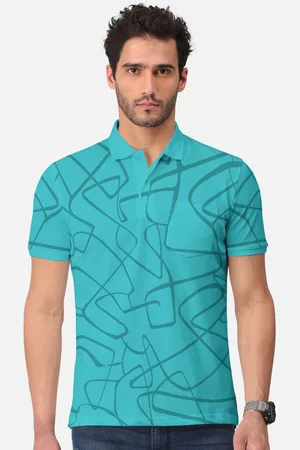 bullmer Abstract Printed Polo Collar Short Sleeves Cotton T-shirt