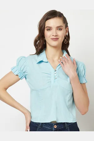 Crimsoune Club Puffed Sleeves Shirt Style Top