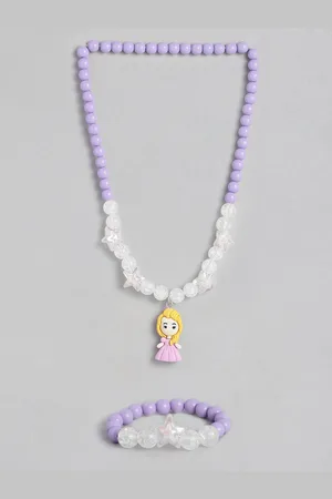 EL REGALO Girls Purple White Beaded Jewellery Set