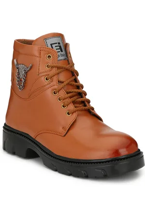 Eego Italy Men Tan Solid Synthetic High-Top Flat Boots