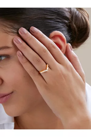 MINUTIAE Gold-Plated Crystal Studded Adjustable Finger Ring