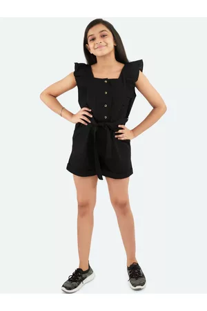 OLELÉ Girls Square Neck Cotton Playsuit